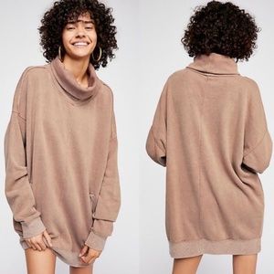 Free People Too Easy Oversized Cotton Turtleneck Sweater